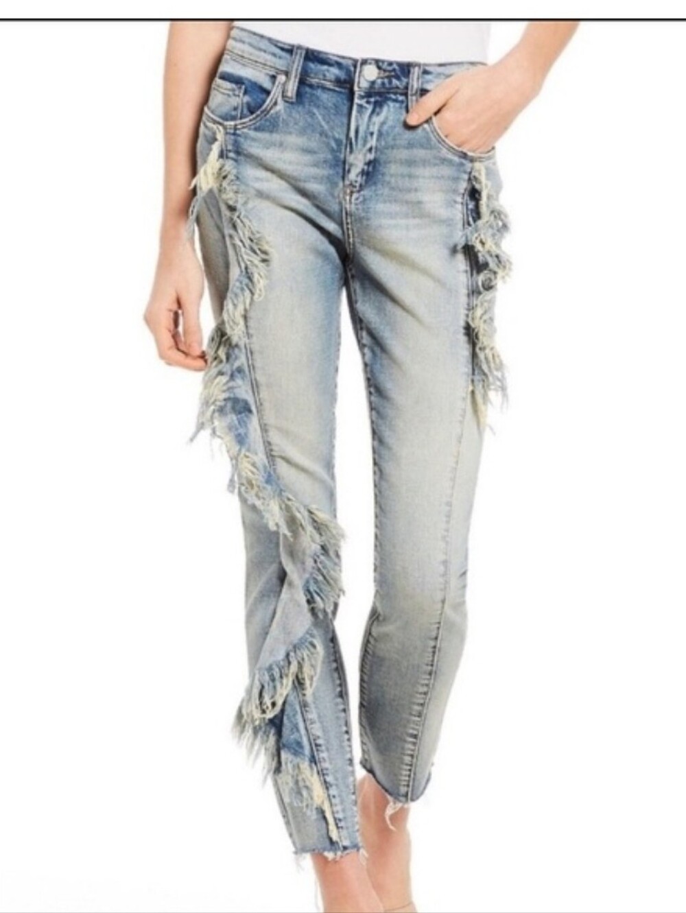 Chelsea & Violet Funky Frayed Blue Jeans